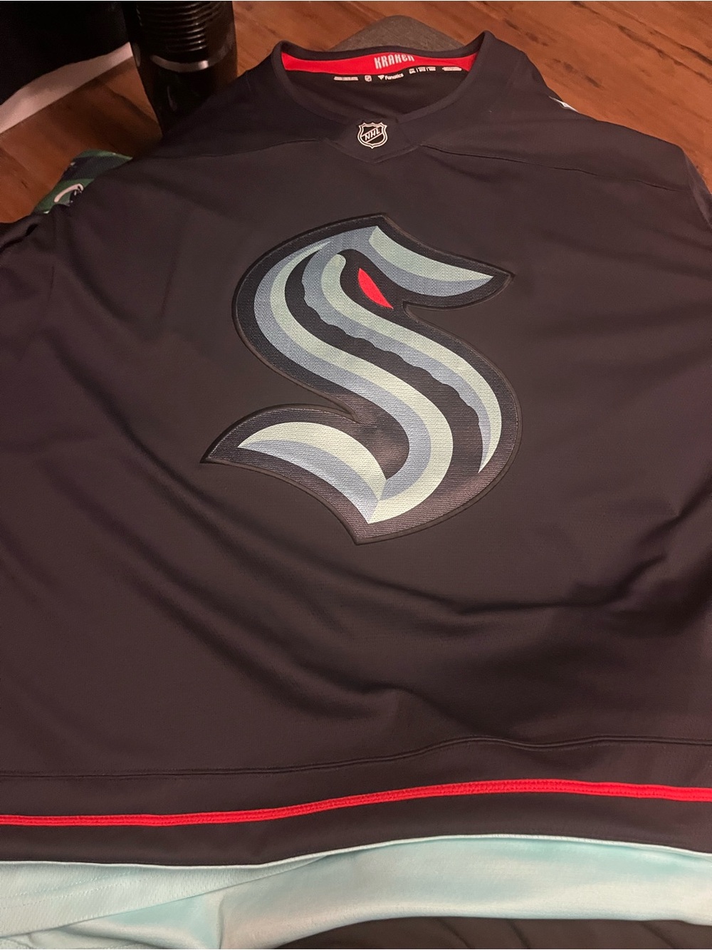 Men's Seattle Kraken jersey  - Navy with Light Blue Accents( 5XL